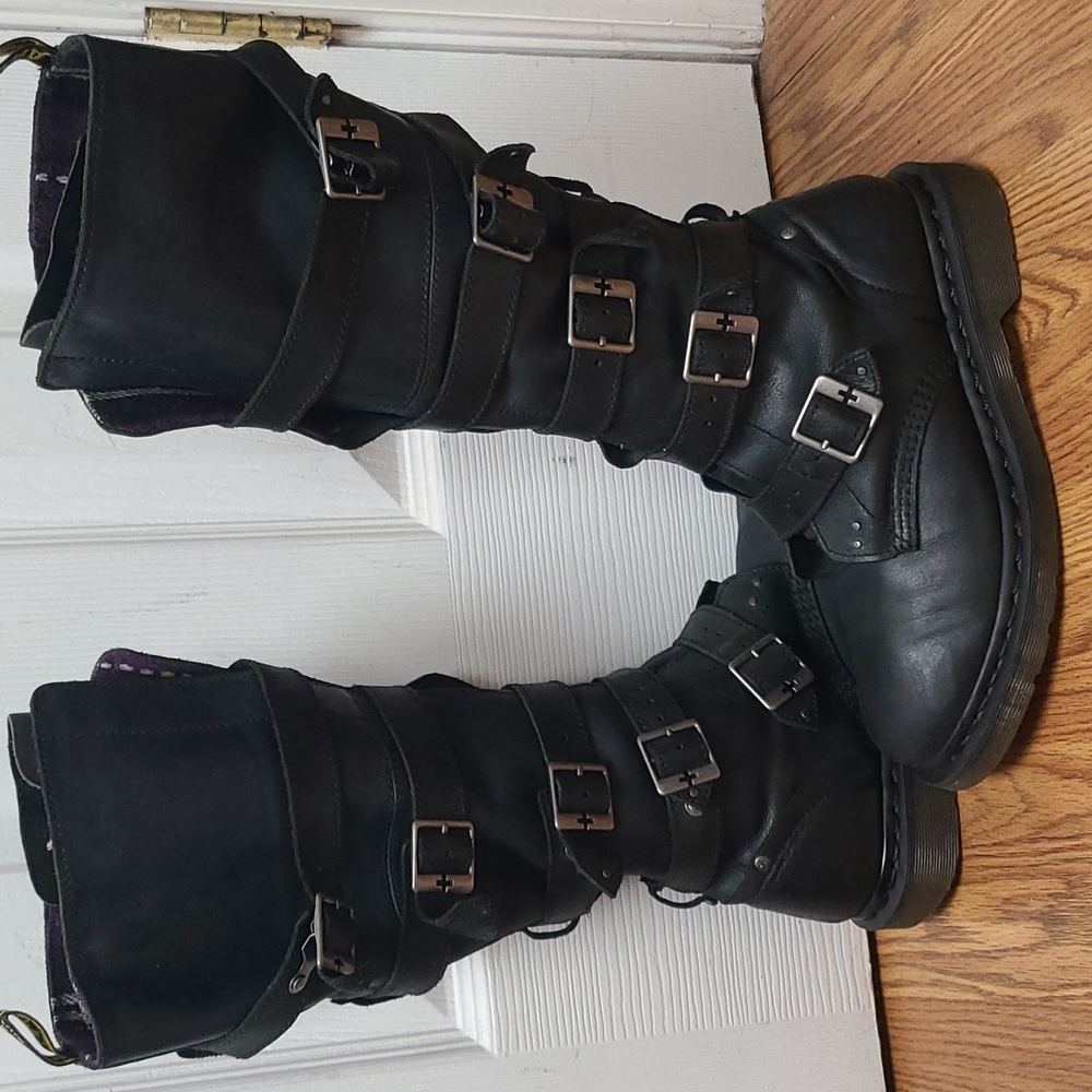 RARE Dr Martens Phina Walking Dead Buckle Tall boots